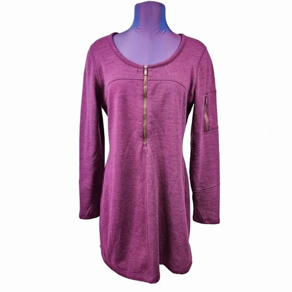 Athleta Dasher Wool Fushia Sheath Dress Long Sleeve Size Large Women's - Picture 12 of 12